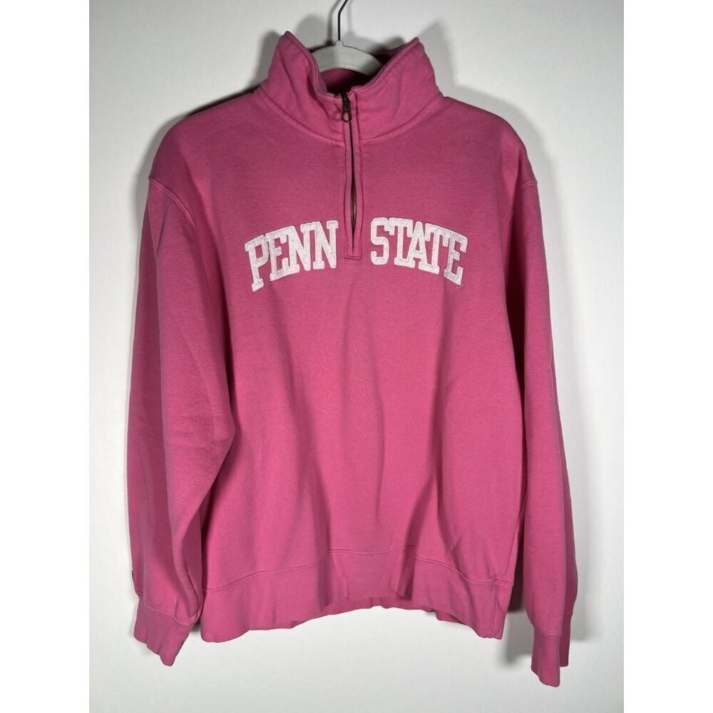 Vintage Y2K Penn State Nittany Lions pink 1/4 zip sweatshirt preppy logo M